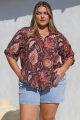 Shelly Shirt - Collared Button Down Shirt in Narah Print