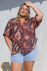 Shelly Shirt - Collared Button Down Shirt in Narah Print