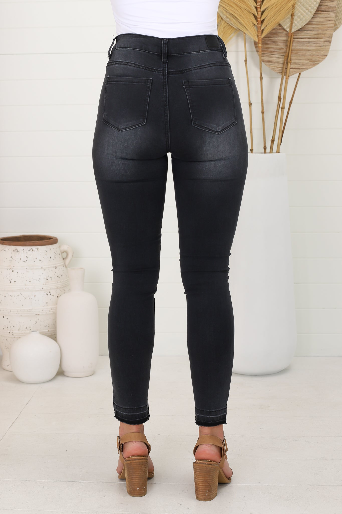 Sherrie Jeans - Skinny High Waisted Jeans in Charcoal