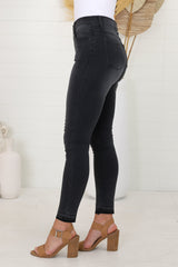 Sherrie Jeans - Skinny High Waisted Jeans in Charcoal