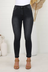 Sherrie Jeans - Skinny High Waisted Jeans in Charcoal