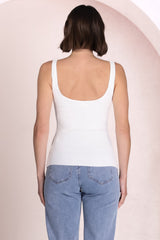 Sidney Singlet - Thin Strap Square Neckline Double Layered Singlet in White