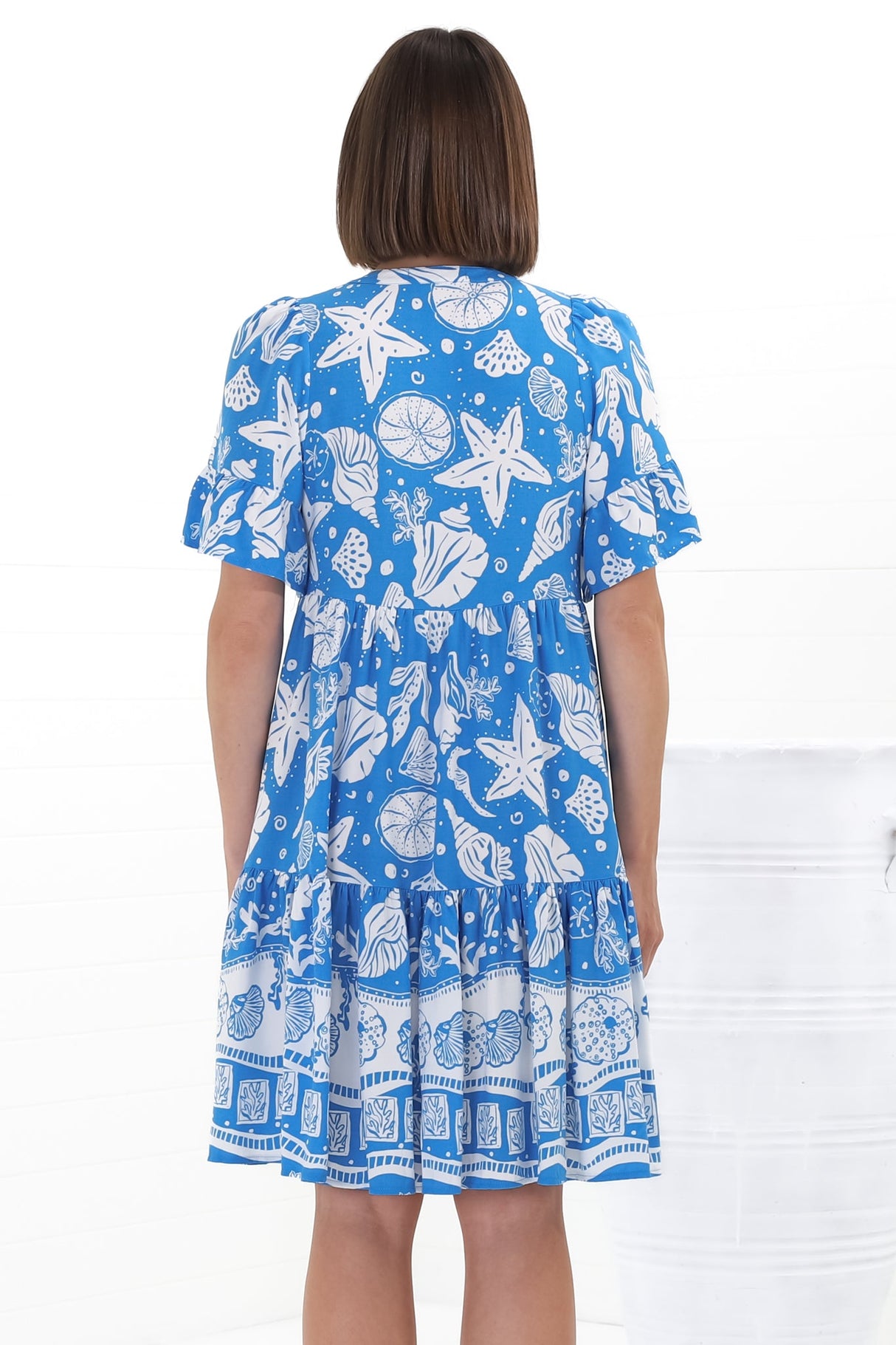 Lilou Mini Dress - Flute Sleeve Tiered Smock Dress in Arwen Print