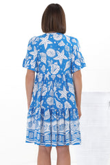 Siena Mini Dress - Flute Sleeve Tiered Smock Dress in Arwen Print