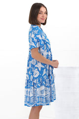 Siena Mini Dress - Flute Sleeve Tiered Smock Dress in Arwen Print