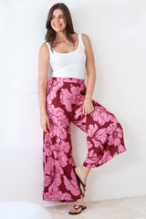 Silvie Pants - High Waist Wide Leg Pants in Full Bloom Print