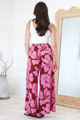 Silvie Pants - High Waist Wide Leg Pants in Full Bloom Print