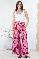 Silvie Pants - High Waist Wide Leg Pants in Full Bloom Print