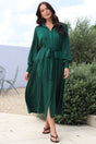 Model wearing Skandi Midi Dress in Emerald from Salty Crush