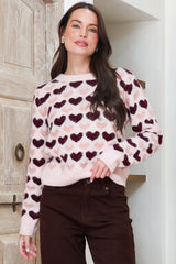 Model wearing Skye Jumper in Pink from Salty Crush