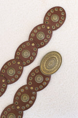 Slate Rivet Gold Buckle Belt - Brown