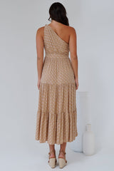 Solara Midi Dress - One Shoulder A-Line Midi Dress in Tango Print