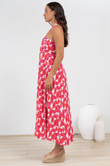 Solie Midi Dress - Halter Neck Dress with Elasticated Back in Lynne Print