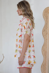 Stacy Shirt - Collared Button Down High-Low Shirt in Dahlar Print