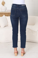 Stellan Jeans - High Waisted Girlfriend Jean in Dark Denim