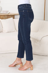 Stellan Jeans - High Waisted Girlfriend Jean in Dark Denim