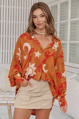 JAASE - Stevie Shirt: High-Low Button Down Shirt in Sina Print