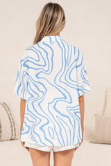 Sutton Shirt - Collared Button Down with Short Sleeves in Spensley Print
