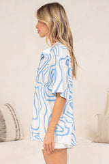 Sutton Shirt - Collared Button Down with Short Sleeves in Spensley Print