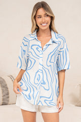 Sutton Shirt - Collared Button Down with Short Sleeves in Spensley Print