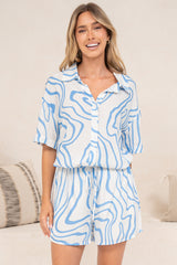 Collins Shorts - Elasticated Drawstring Waist Relaxed Shorts with Pockets in Spensley Print