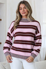 Model wearing Sylvan Jumper in Pink/Wine from Salty Crush