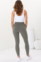 Axel Leggings - High Waisted Full Length Leggings in Khaki