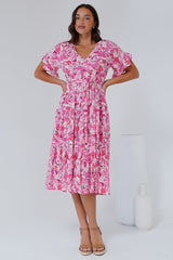 Tacoma Midi Dress  - V Neck Midi Dress in Suni Print