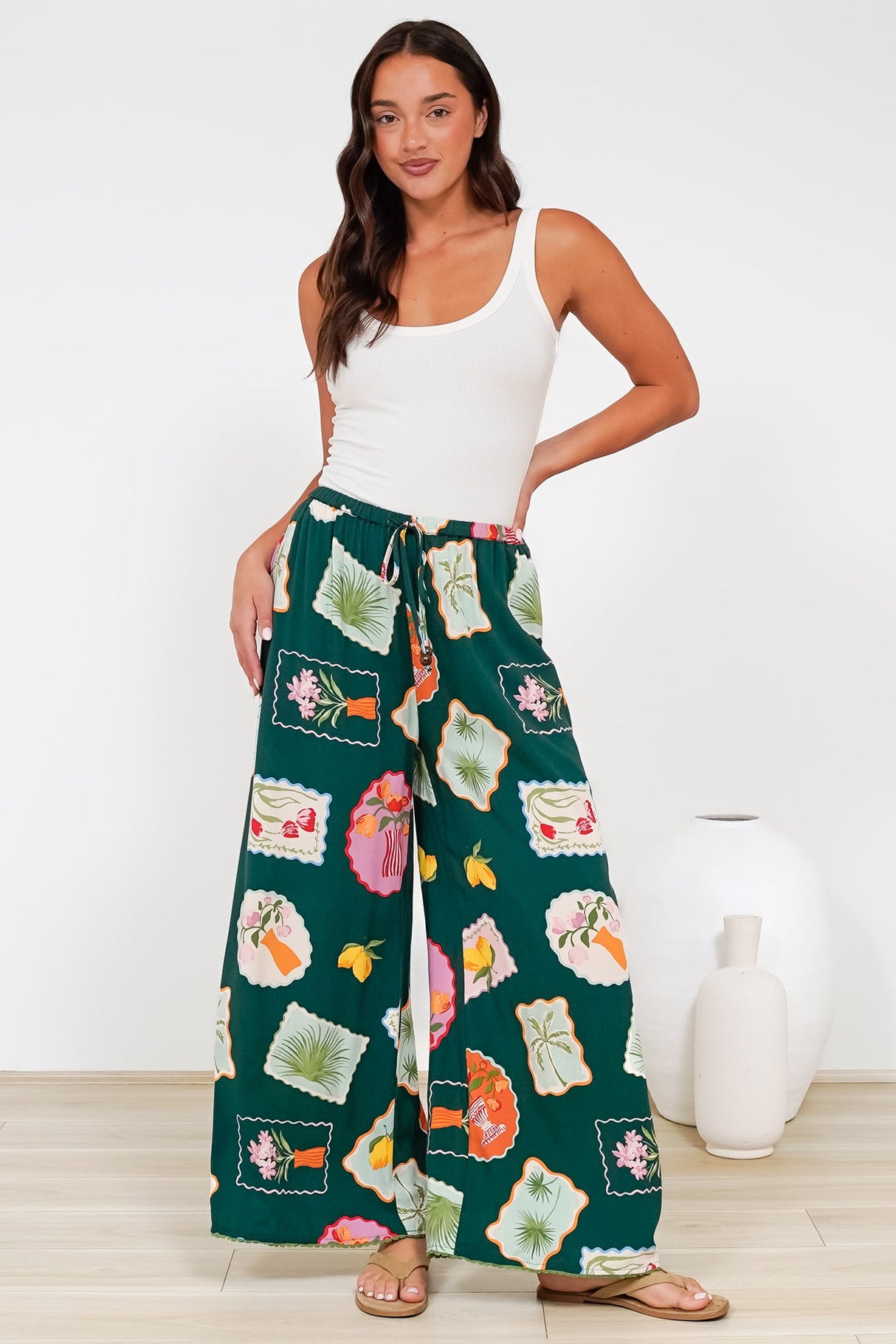Tarin Pants - High Waisted Wide Leg Pants in Elora Print