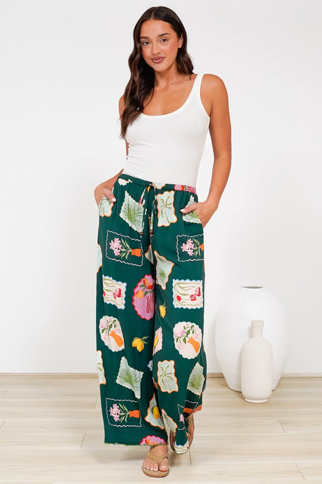 Tarin Pants - High Waisted Wide Leg Pants in Elora Print