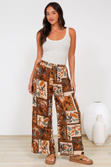 Tarin Pants - High Waisted Wide Leg Pants in Jaya Muse Print