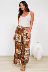 Tarin Pants - High Waisted Wide Leg Pants in Jaya Muse Print