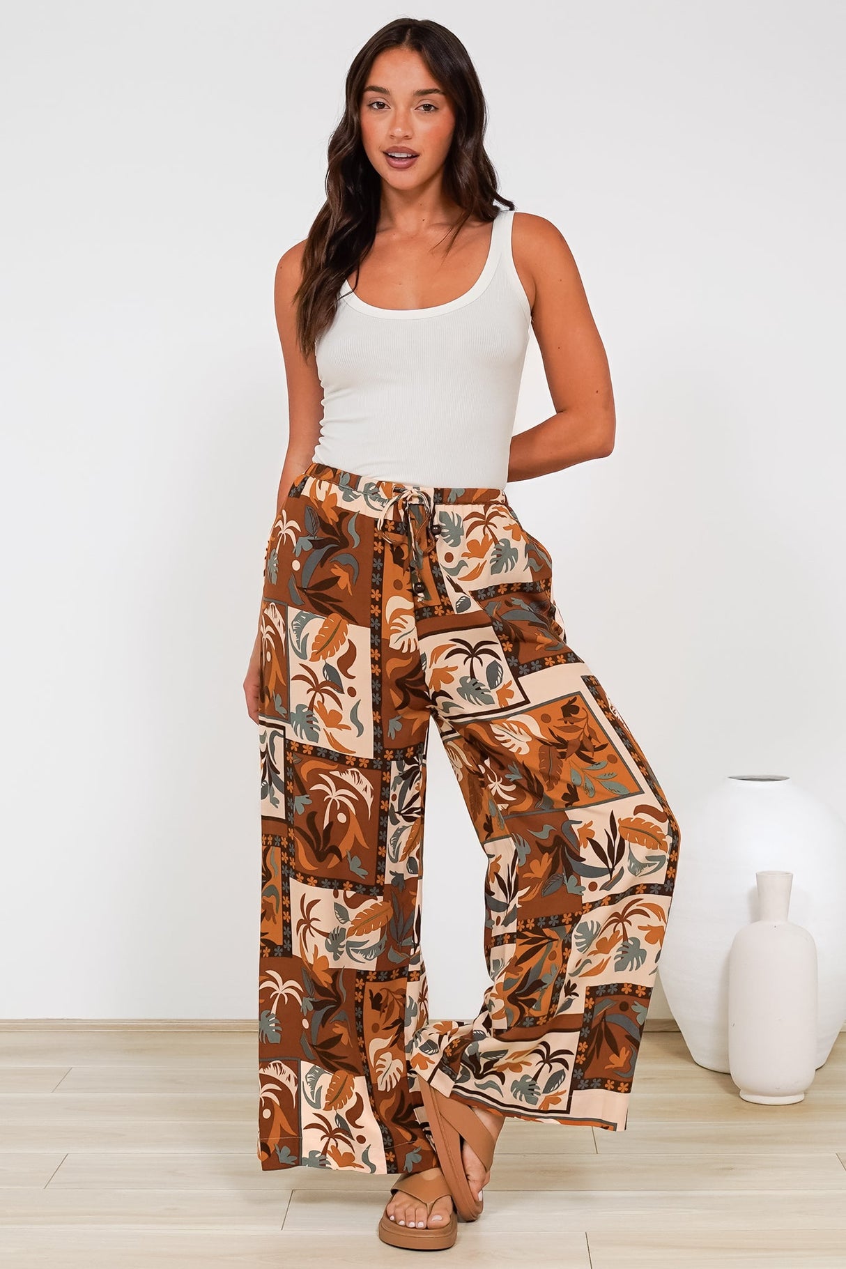Tarin Pants - High Waisted Wide Leg Pants in Jaya Muse Print