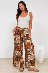 Tarin Pants - High Waisted Wide Leg Pants in Jaya Muse Print
