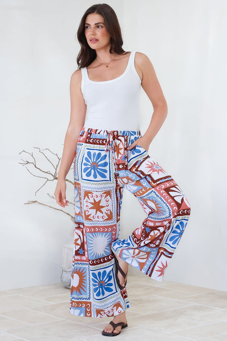 Tarin Pants - High Waisted Wide Leg Pants in Lirael Print
