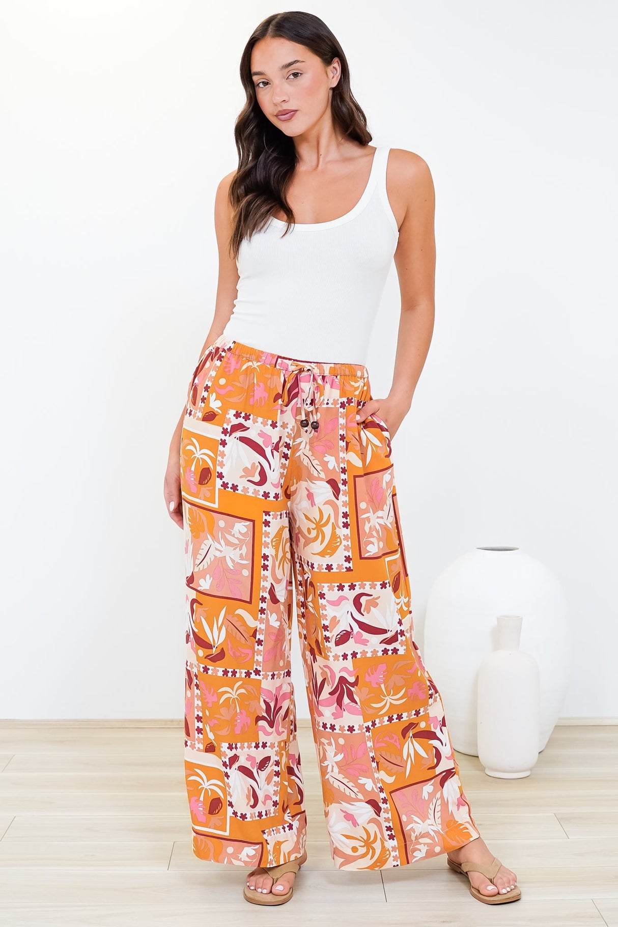 Tarin Pants - High Waisted Wide Leg Pants in Milla Muse Print