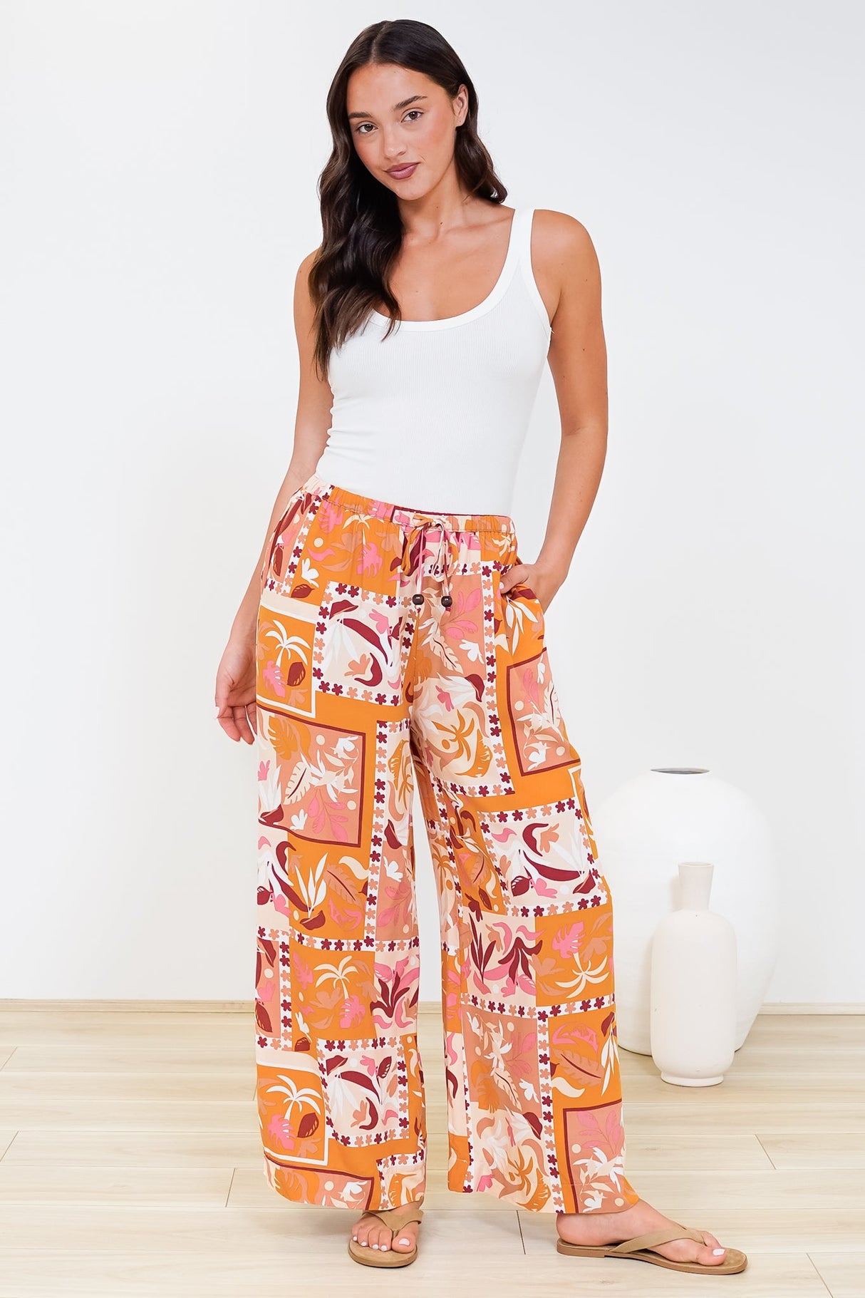 Tarin Pants - High Waisted Wide Leg Pants in Milla Muse Print