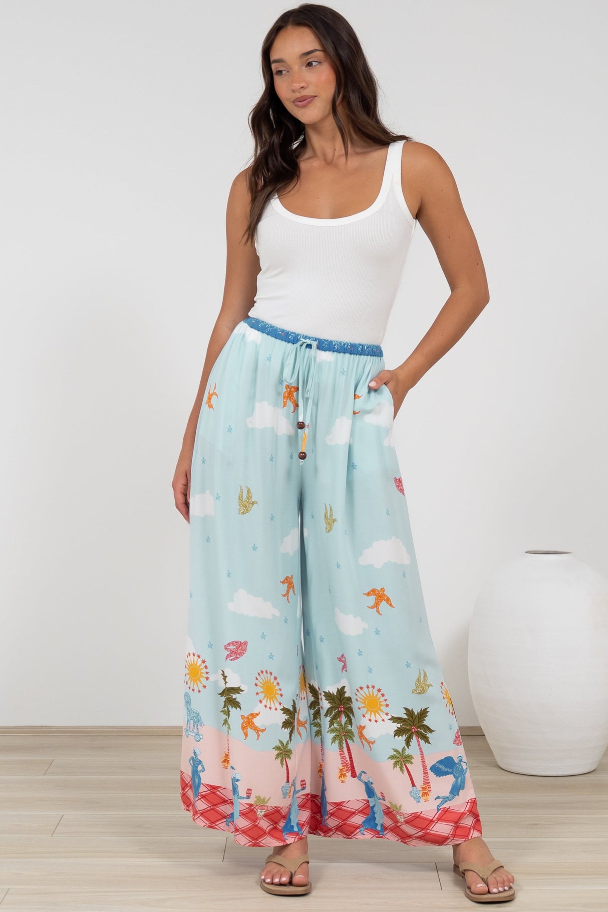 Tarin Pants - High Waisted Wide Leg Pants in Staria Print