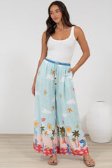 Tarin Pants - High Waisted Wide Leg Pants in Staria Print