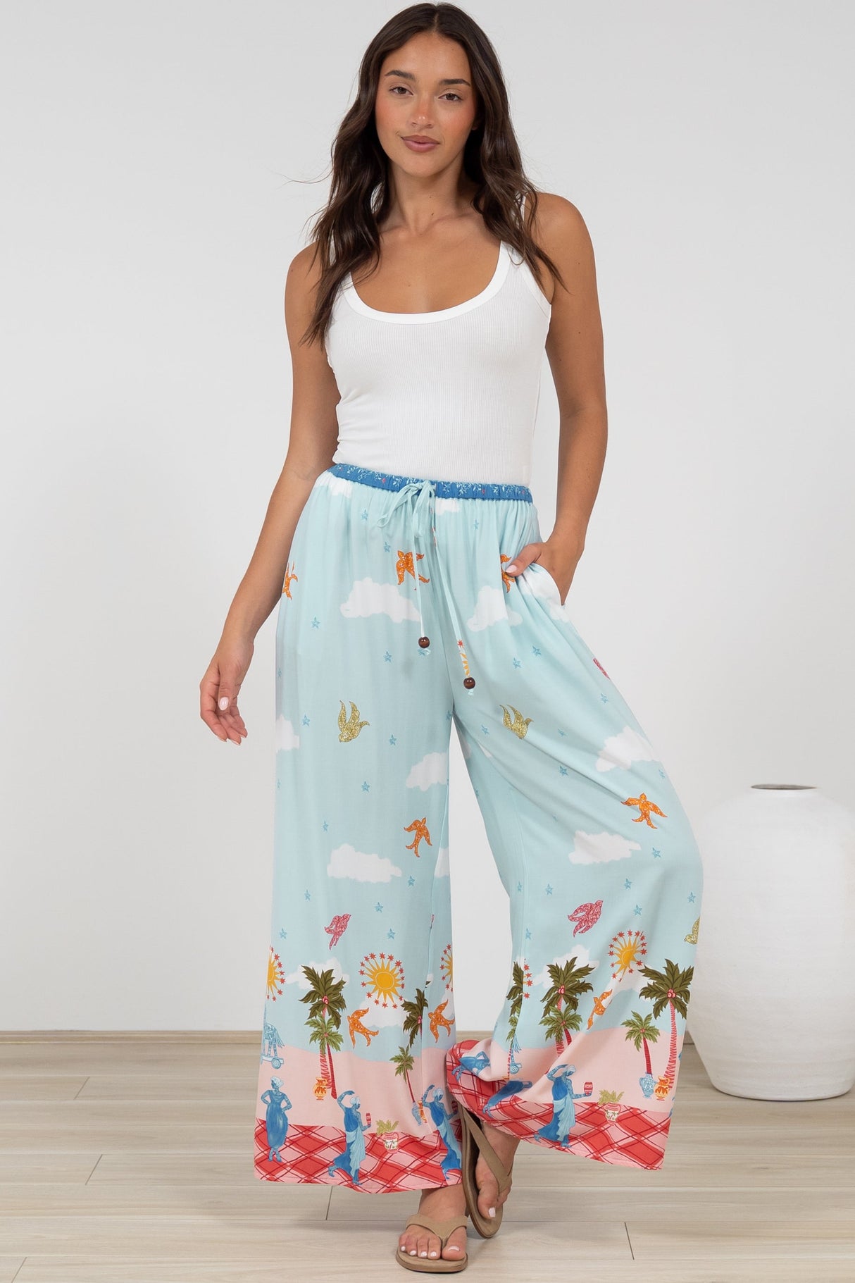 Tarin Pants - High Waisted Wide Leg Pants in Staria Print