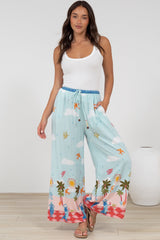 Tarin Pants - High Waisted Wide Leg Pants in Staria Print