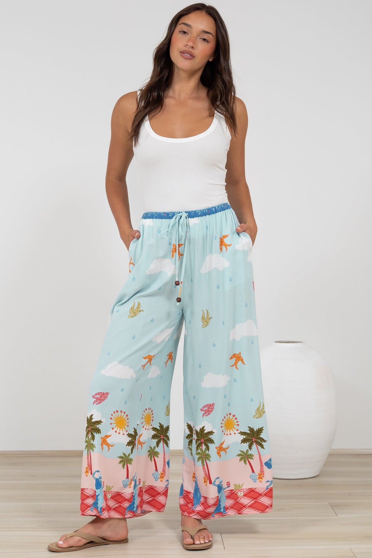 Tarin Pants - High Waisted Wide Leg Pants in Staria Print
