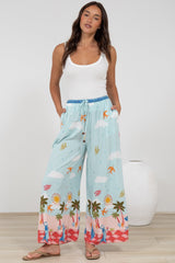 Tarin Pants - High Waisted Wide Leg Pants in Staria Print