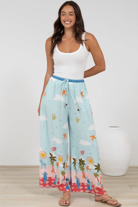 Tarin Pants - High Waisted Wide Leg Pants in Staria Print
