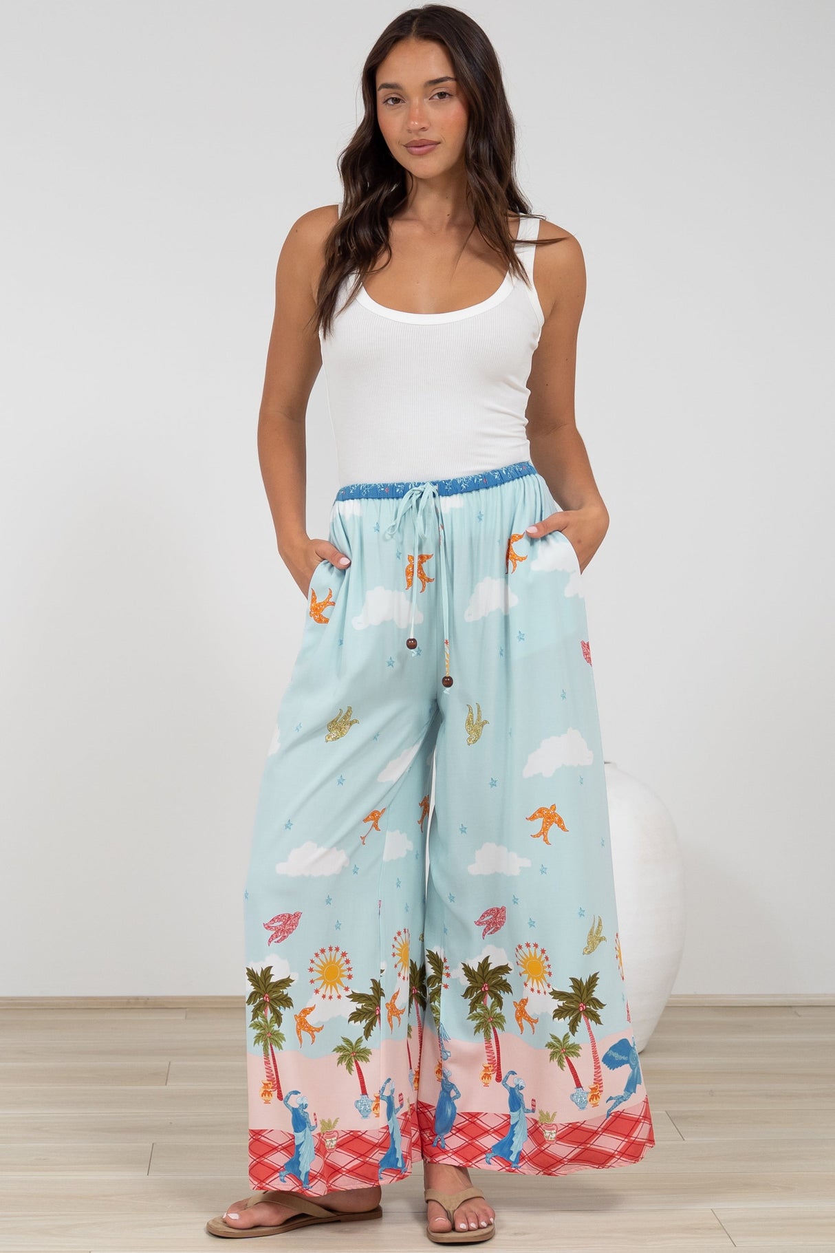 Tarin Pants - High Waisted Wide Leg Pants in Staria Print