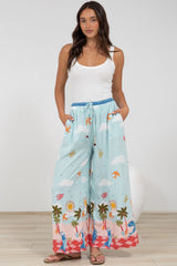 Tarin Pants - High Waisted Wide Leg Pants in Staria Print
