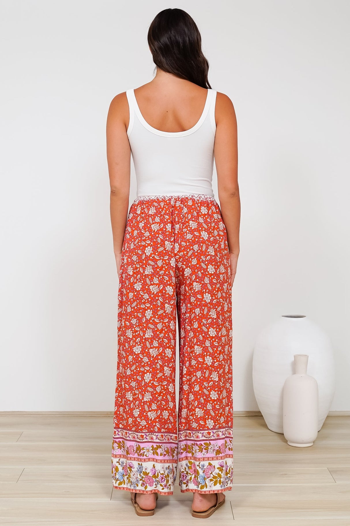 Tarin Pants - High Waisted Wide Leg Pants in Indie Sunset Print