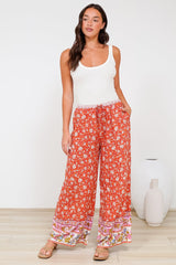 Tarin Pants - High Waisted Wide Leg Pants in Indie Sunset Print