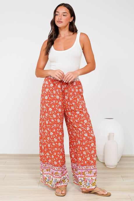 Tarin Pants - High Waisted Wide Leg Pants in Indie Sunset Print