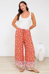 Tarin Pants - High Waisted Wide Leg Pants in Indie Sunset Print